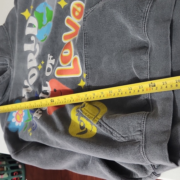 Graphic Hoodie with Colorful Love Design fits aprox M see measurments top flaws - Picture 8 of 10